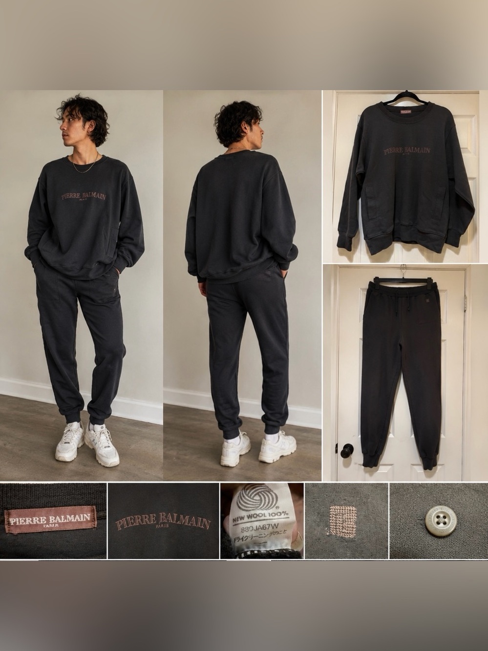 Vintage Pierre Balmain Wool Tracksuit 100% Wool Japanese Market Y2K Designer